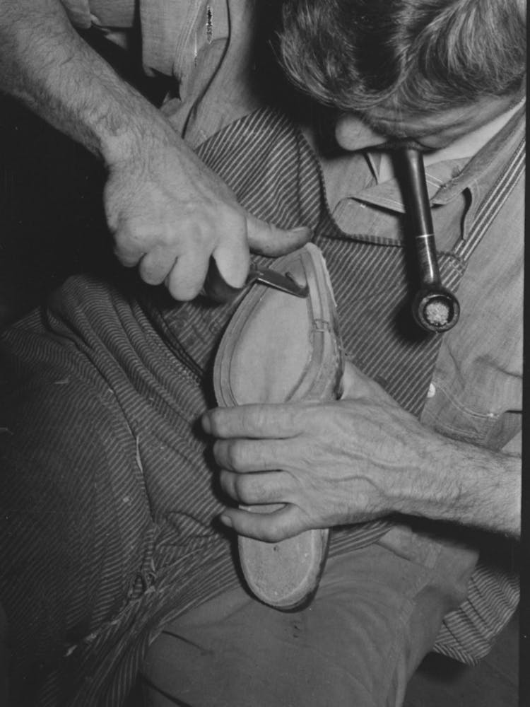 Grooving Inner Sole In Process Of Making Welt, Bootmaking Shop, Alpine, Texas By Russell Lee