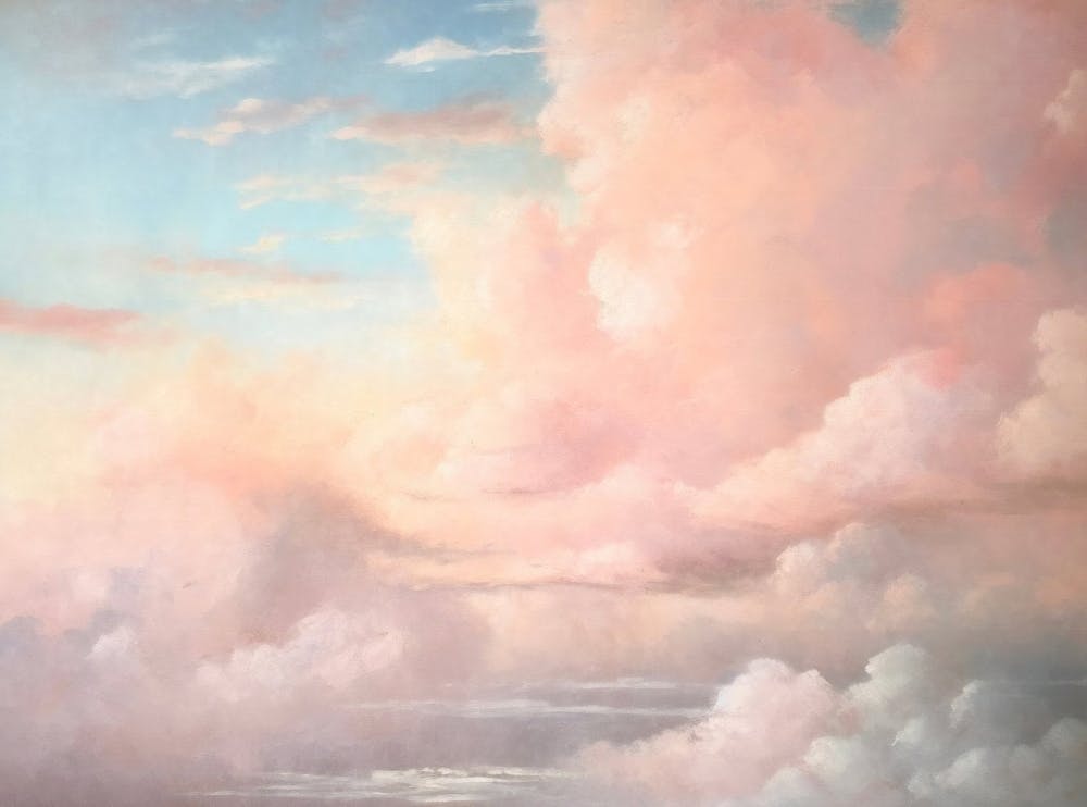 Vintage Wolken Himmelslandschaft Ölgemälde, Antiker Himmelsbild Digitaldruck, Kinderzimmer Naturkunst Dekor, Digitaler Download, Galerie Druckbare Kunst