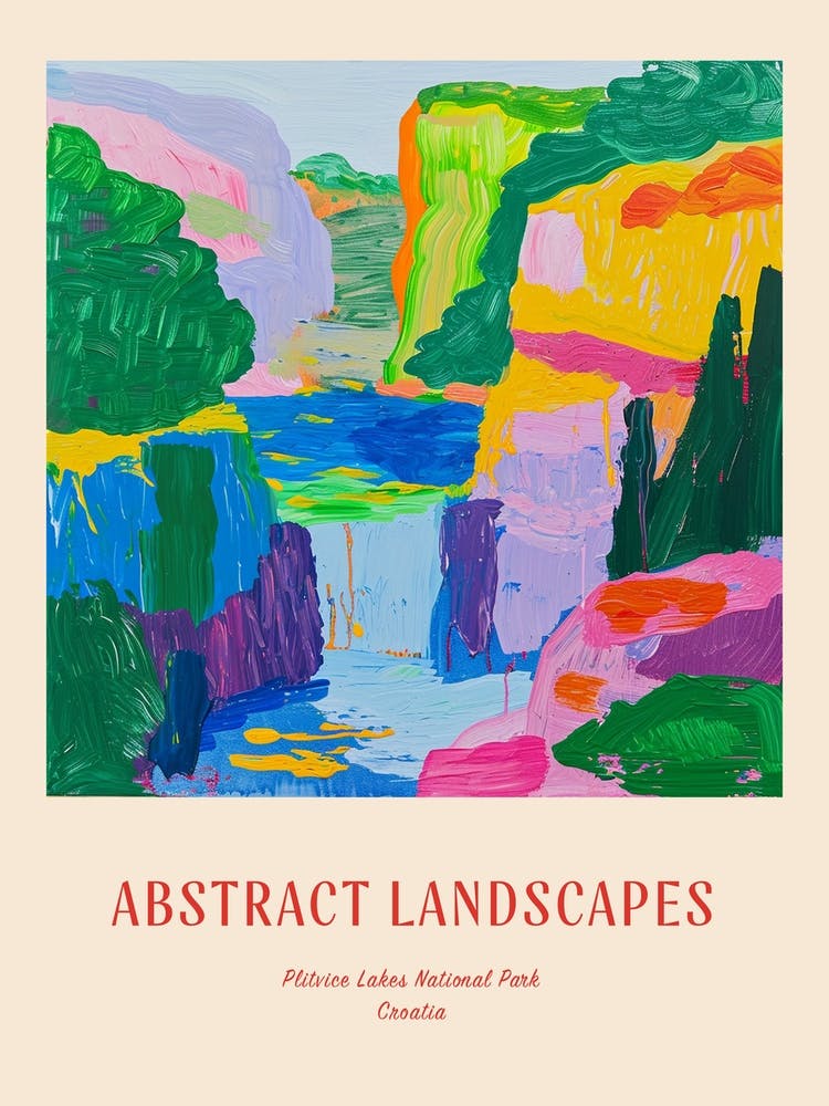 Colourful Abstract Plitvice Lakes National Park Croatia 4 Poster