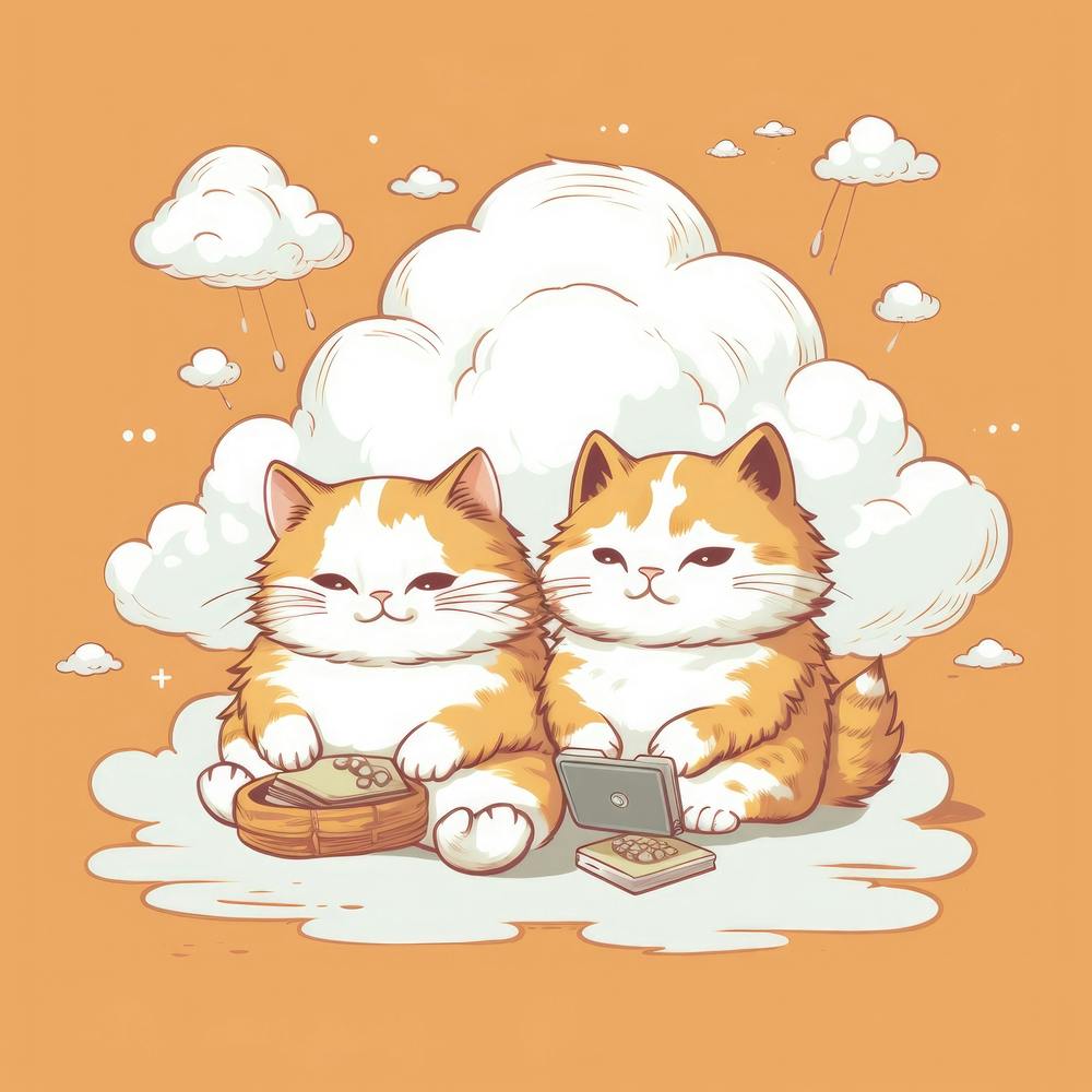 Two Cats On Clouds