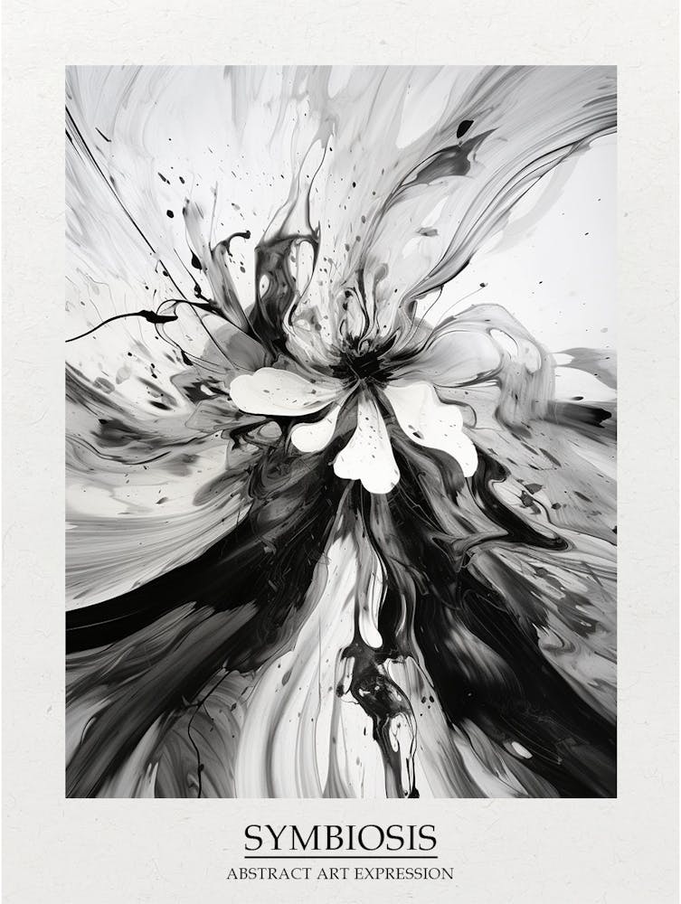 Symbiose Abstraite Noir Et Blanc 5 Affiche