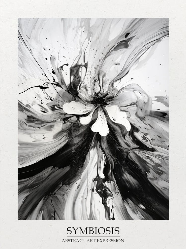 Symbiosis Abstract Black And White 5 Poster