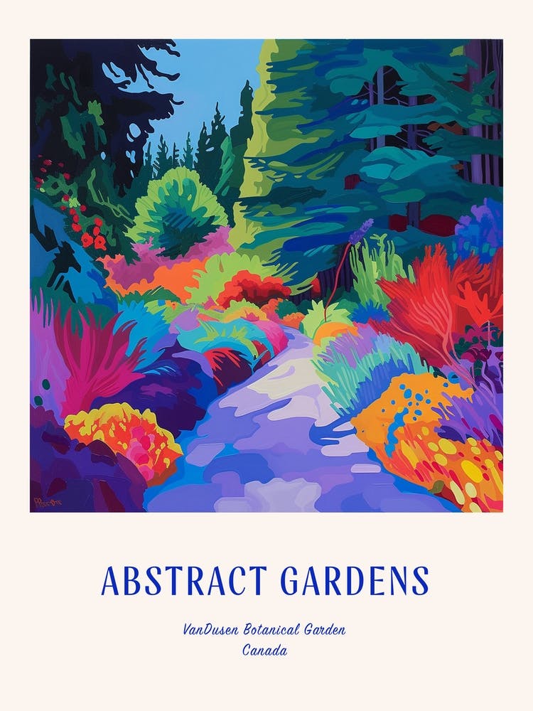 Colourful Gardens Vandusen Botanical Garden Canada 3 Blue Poster