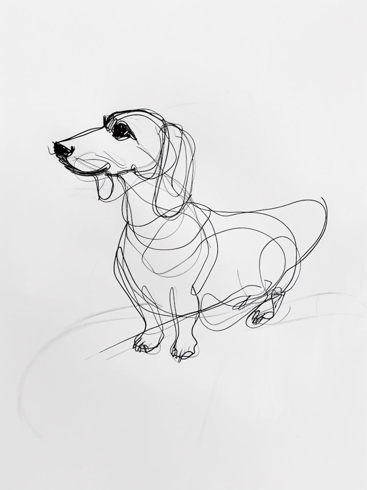 Dachshund Dog Charcoal Line 3