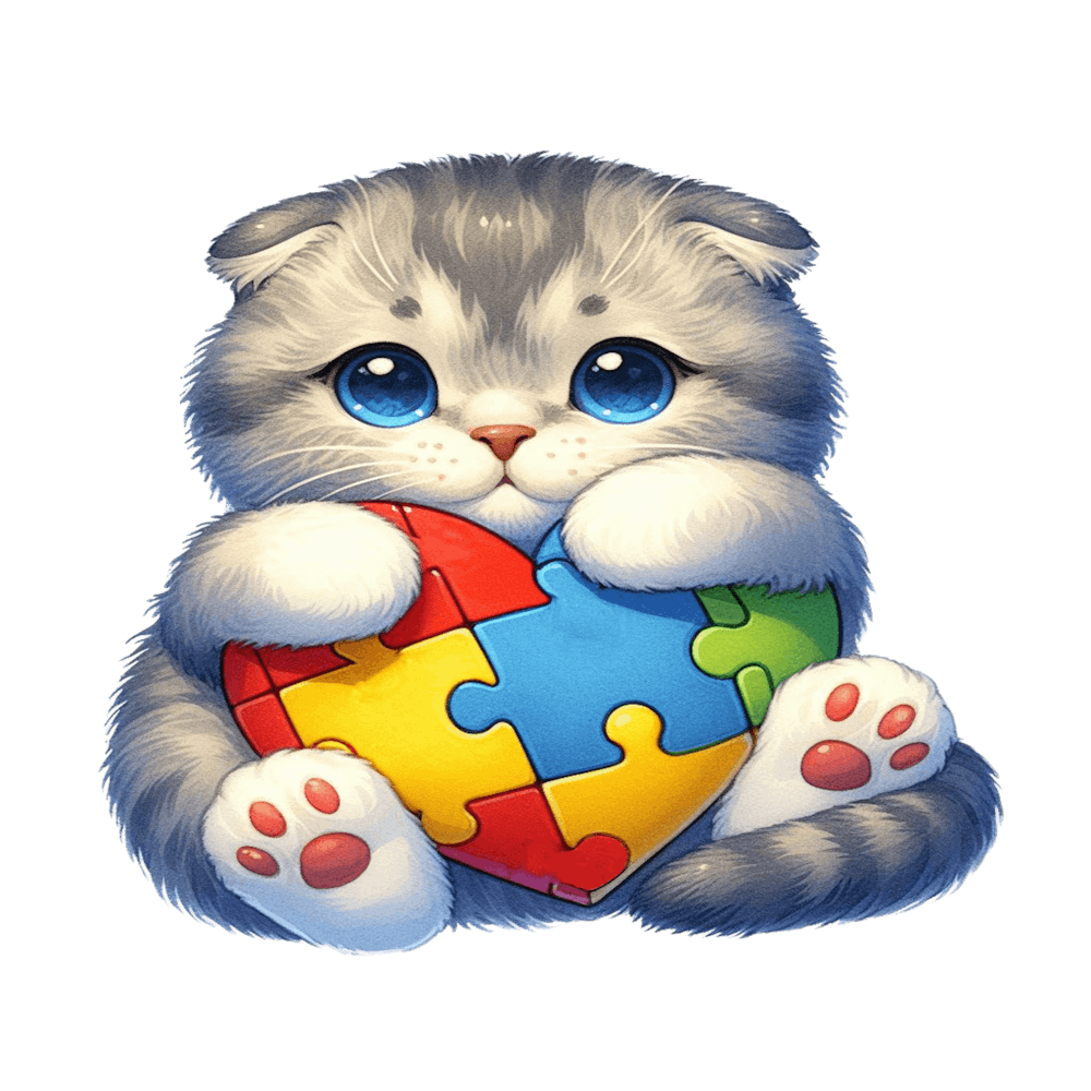 Autism Puzzle Piece Cat (Scottish Fold)