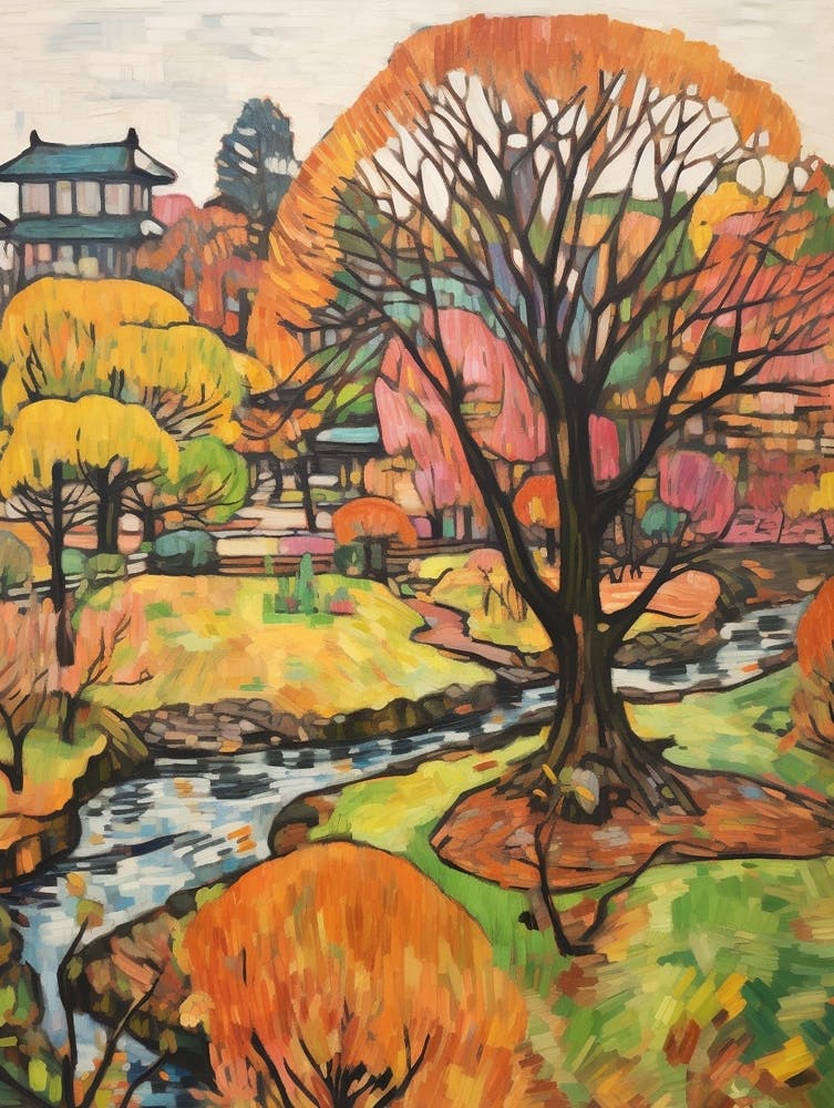 Autumn Gardens Painting Hamarikyu Gardens Japan 2