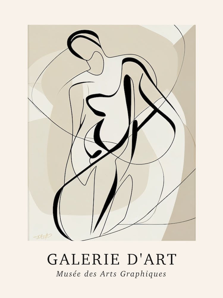 Galerie D'Art Abstract Line Art Figure Neutrals 2