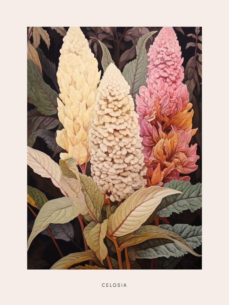 Blumenillustration Celosia 1 Poster