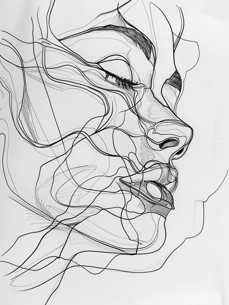 Line Drawing Of A Woman'S Face