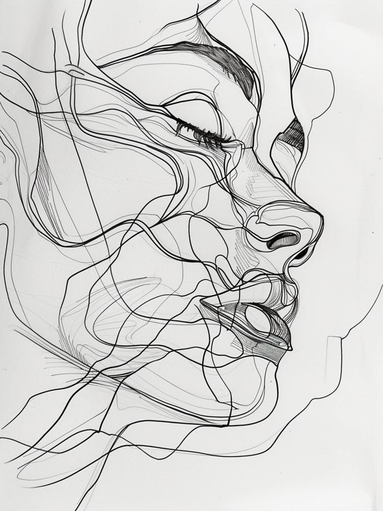 Line Drawing Of A Woman'S Face