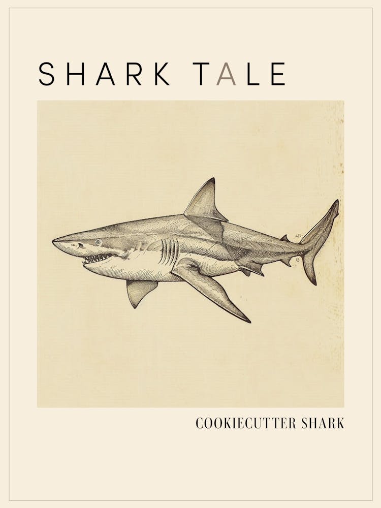 Cookiecutter Shark Vintage Illustration 3 Poster