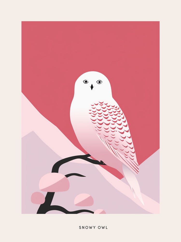 Minimalist Snowy Owl 1 Bird Poster