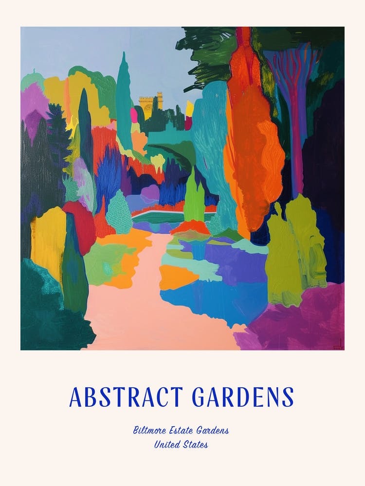 Colourful Gardens Biltmore Estate Gardens Usa 3 Blaues Poster