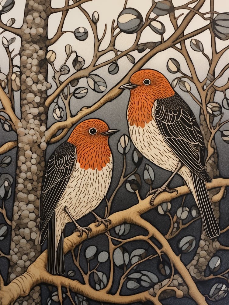 Art Nouveau Birds Poster Grey Plover 2