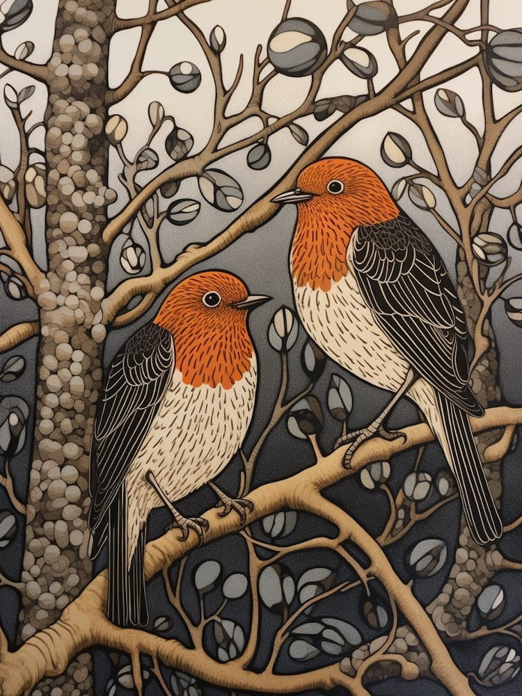 Art Nouveau Birds Poster Grey Plover 2