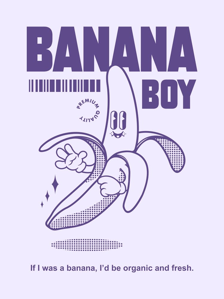 Retro Poster Funky Wall Art Retro Wall Decor Groovy Poster Trendy Banana BoyPrint Vintage Art Retro Art