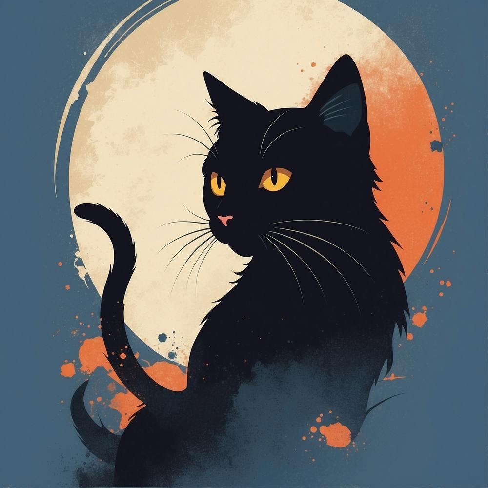 Black Cat In The Moonlight