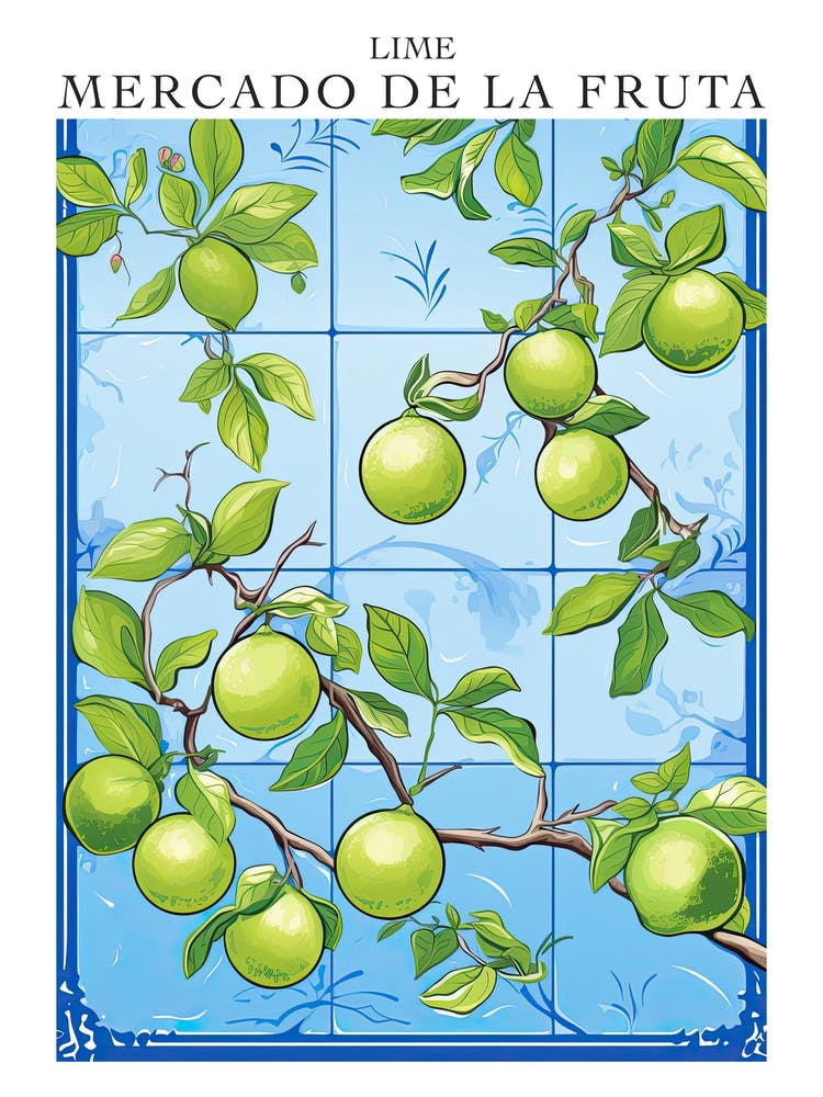 Mercado De La Fruta Lime Illustration 5 Poster