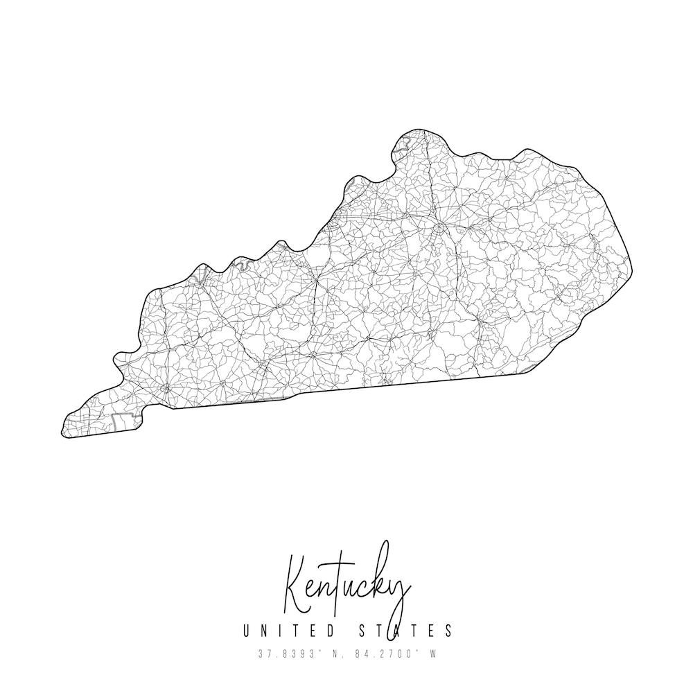 Kentucky Minimal Street Map Square