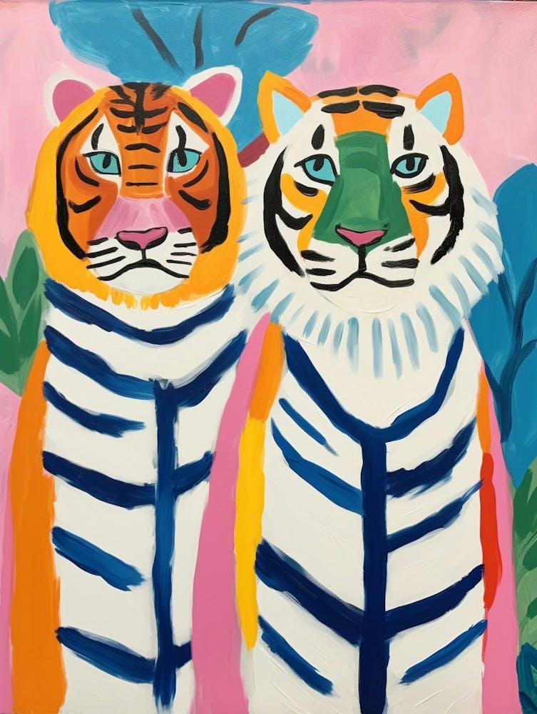 Bunte Kinder Tierkunst Bengalischer Tiger 1