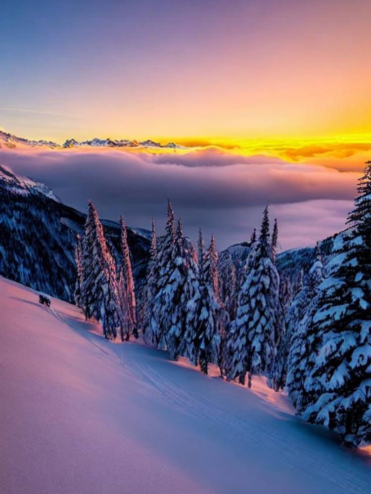 Wengen, Switzerland Sunrise Skiing Poster
