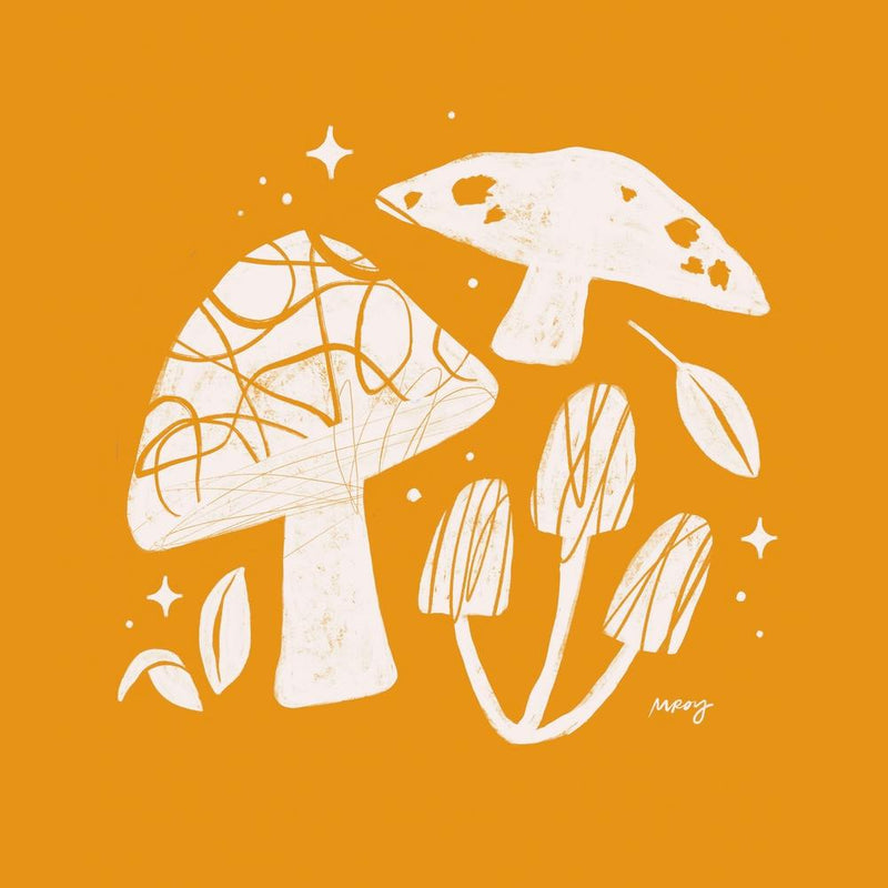 Abstract Mushrooms Yellow Square