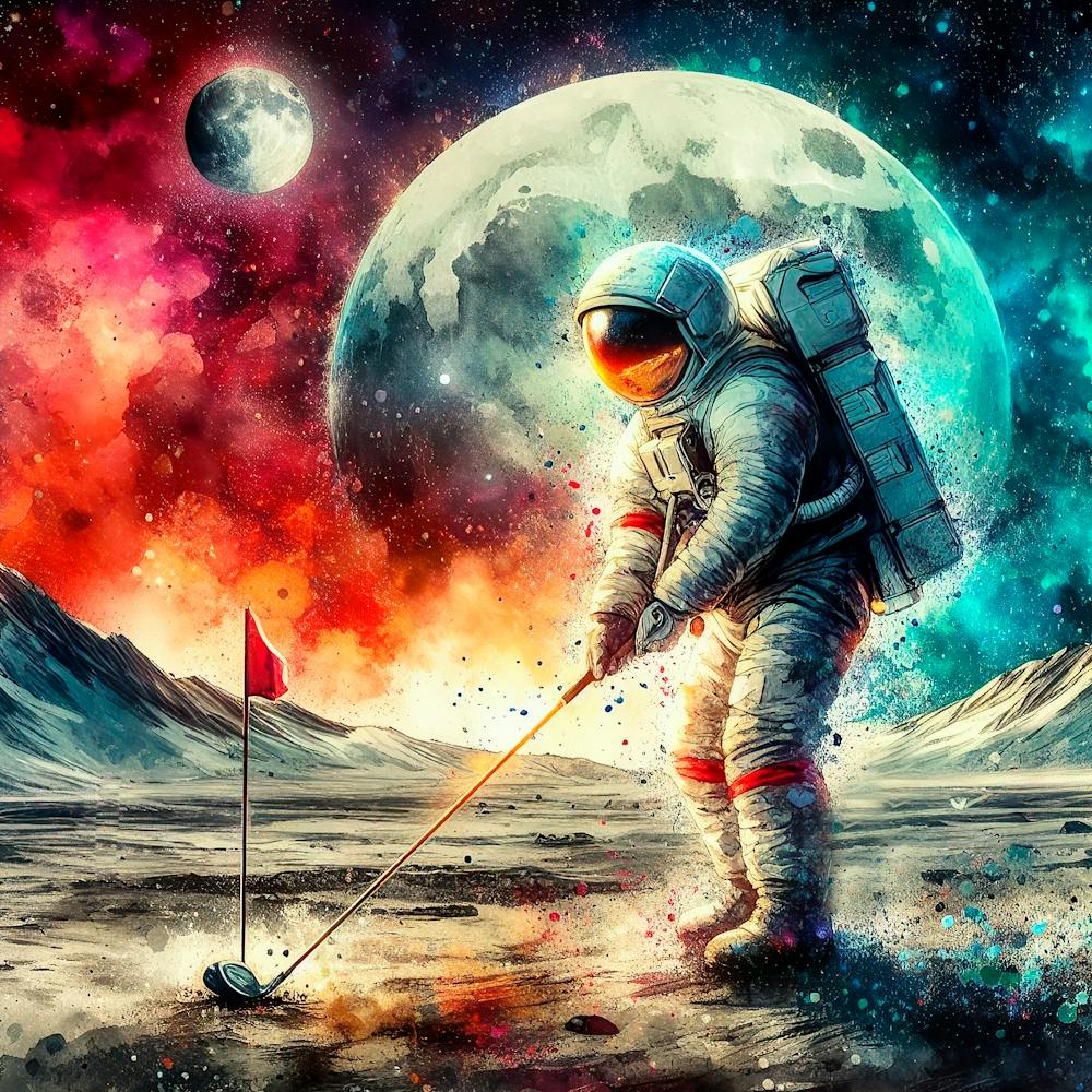 Golfer On The Moon 1