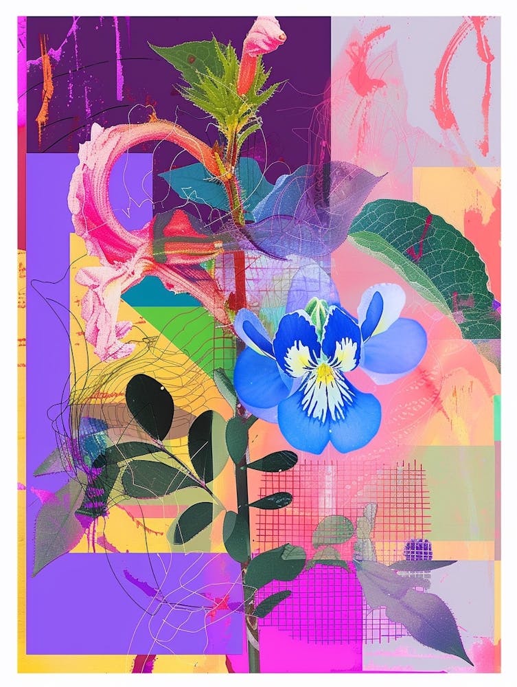 Bluebonnet 7 Neon Flower Collage