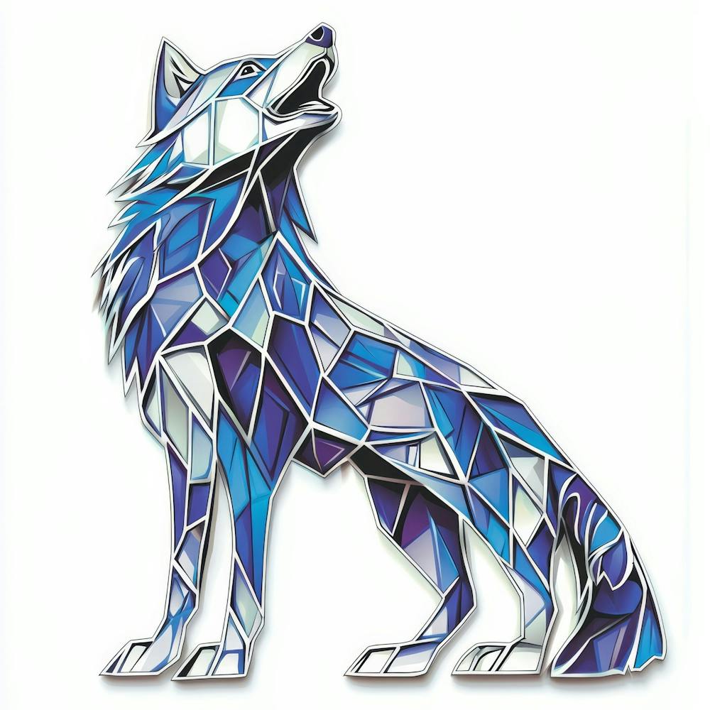 Stained Glass Wolf.Generated AI. Wall