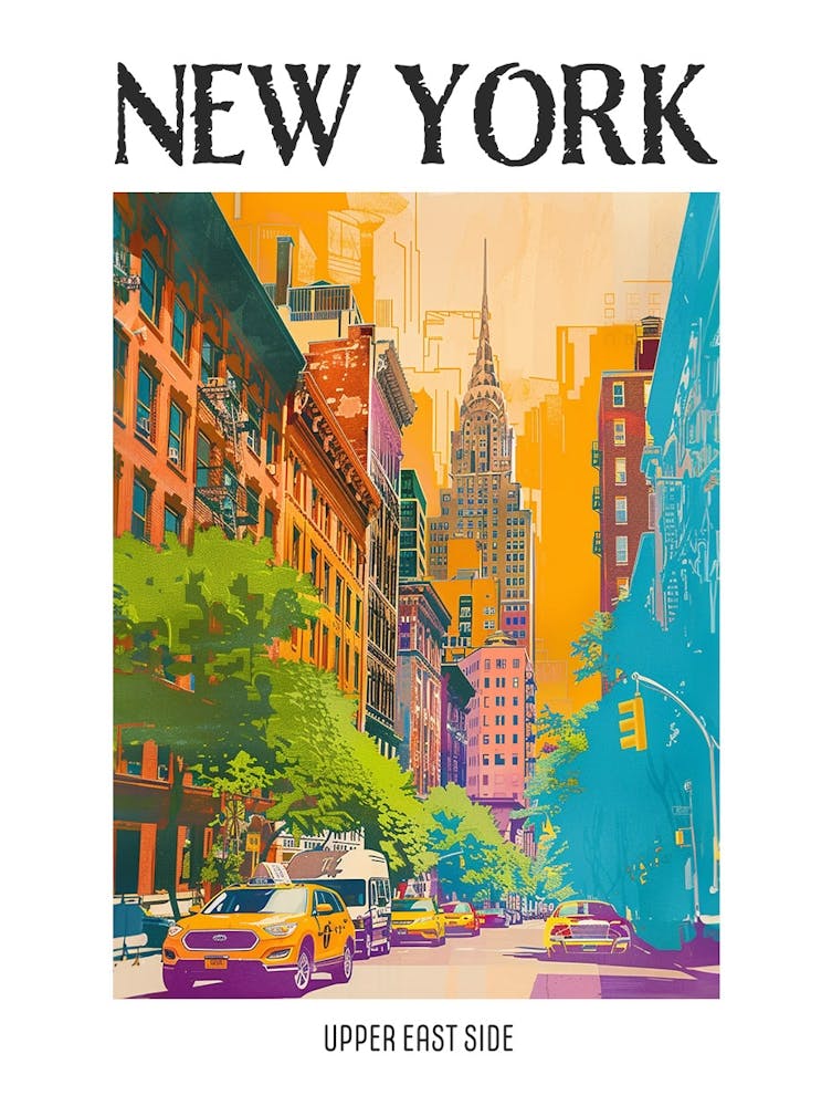 Upper East Side New York - Farbenfrohe Siebdruck-Illustration 2 Poster