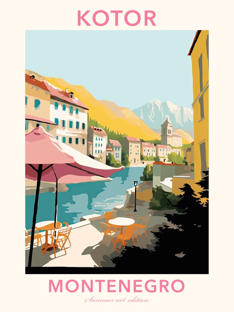 Kotor, Montenegro, Flat Pastels Tones Illustration 3 Poster