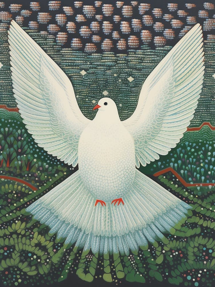 Ohara Koson Inspired Bird Painting Dove 1