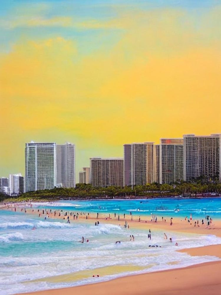 Waikiki Beach, Honolulu, Hawaii Bright Abstract