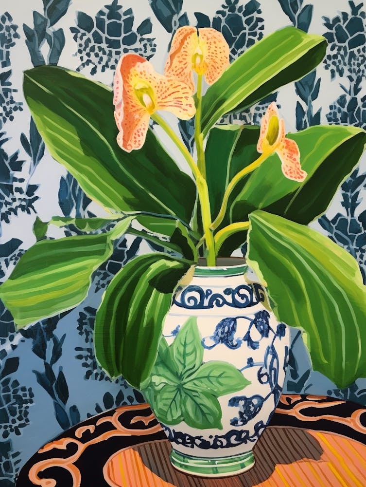 Flowers In A Vase Still Life Painting Orchid 4