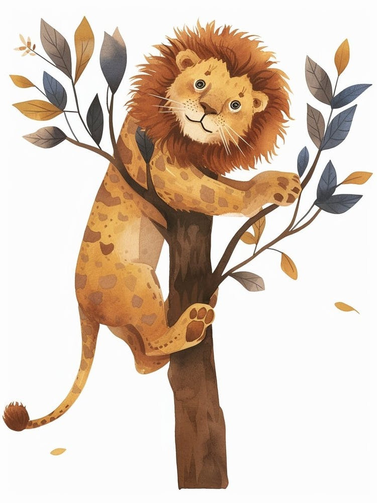 African Lion Climbing A Tree Clipart 3