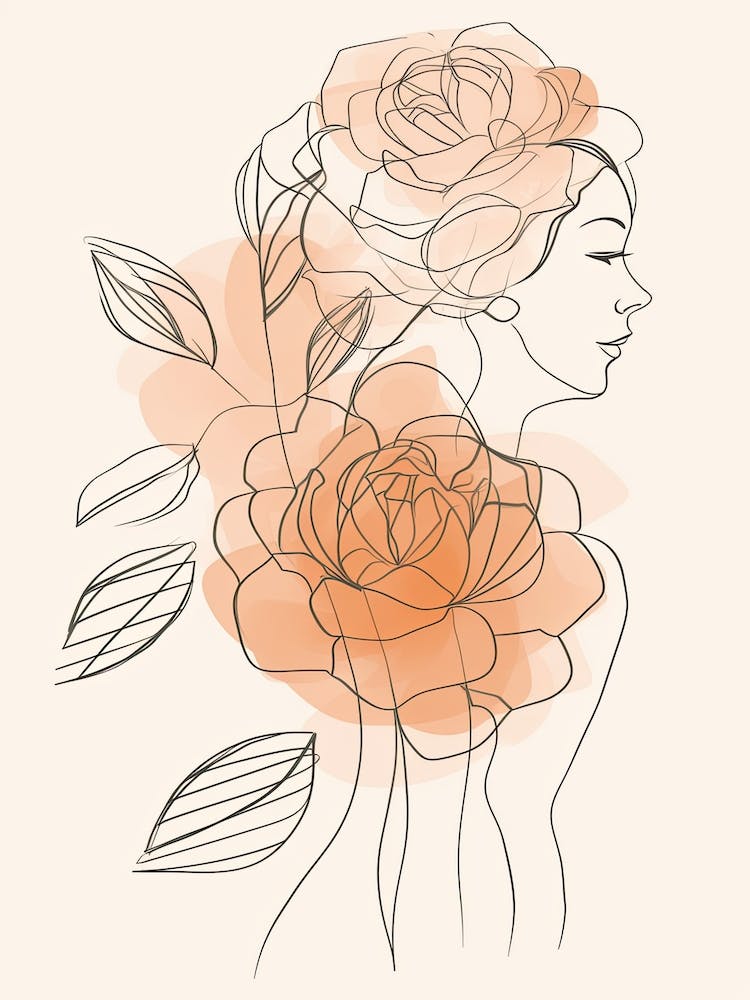 Boho Line Art Bloom Body Art