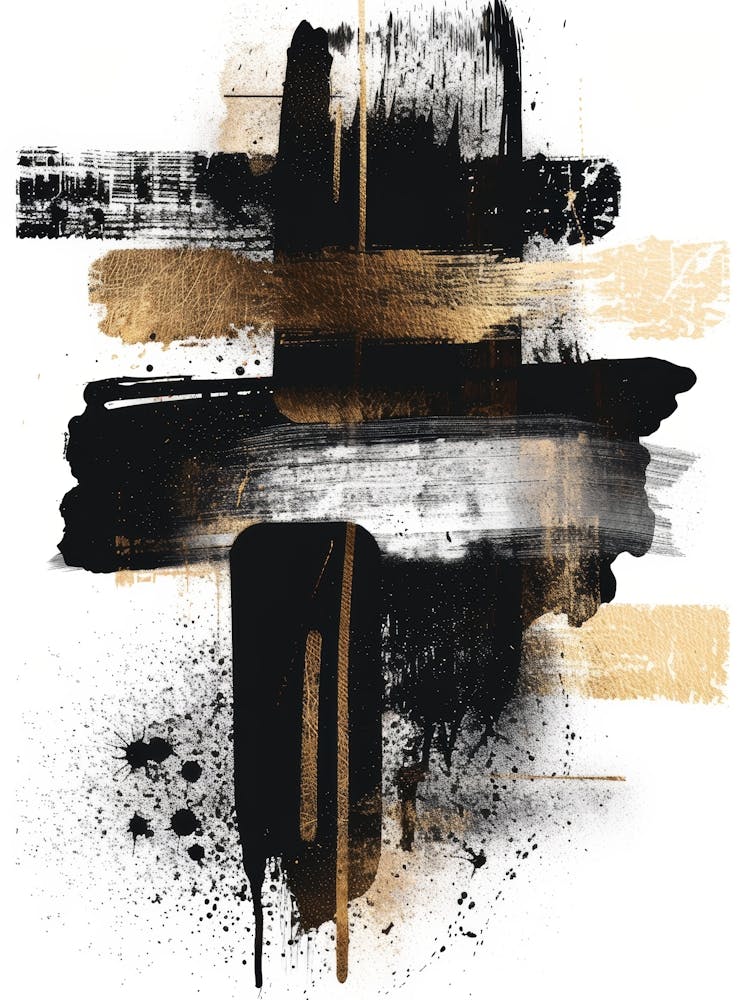 Abstraktes Schwarz-Gold Gemälde 24