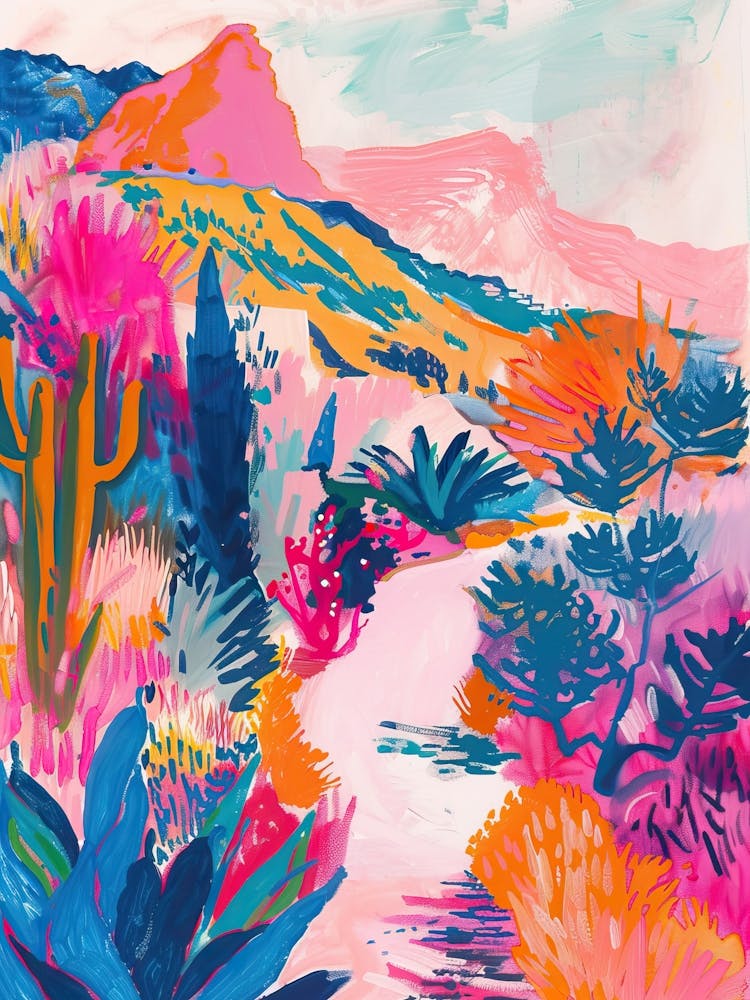 Abstract Colorful Landscape Maximalist Mountain