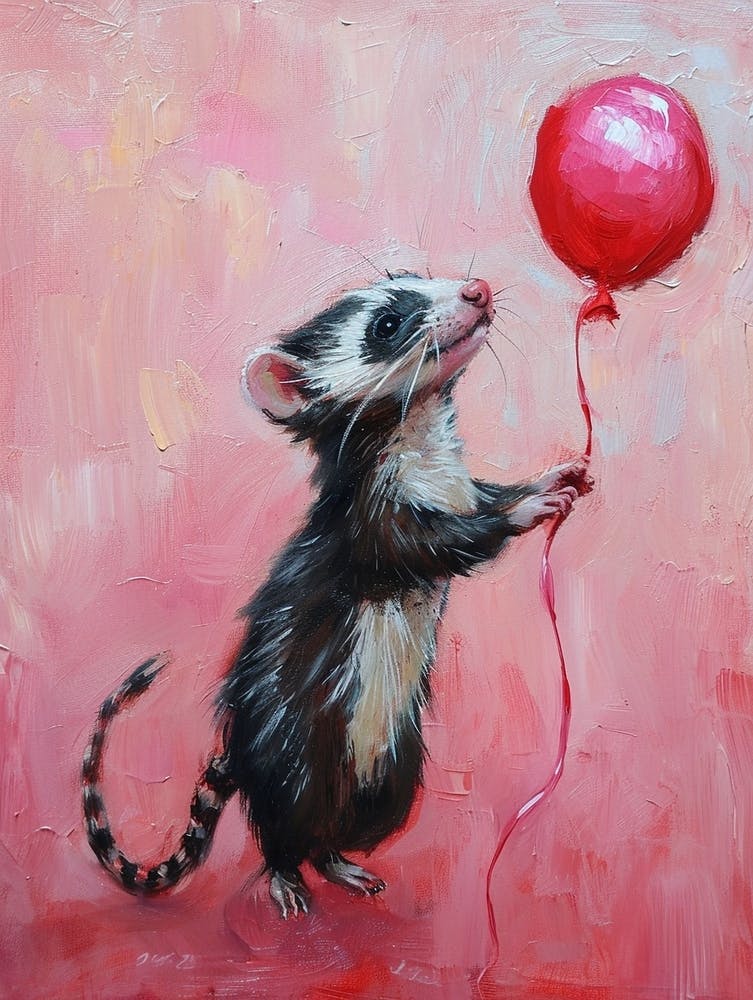 Cute Ferret 4 With Balloon
