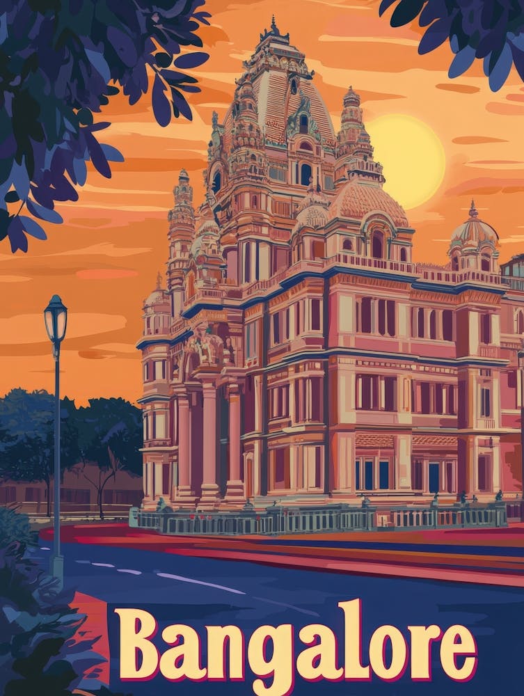 Aihrgdesign Ein Mid-Century Modern Reiseposter für Bangalore 5
