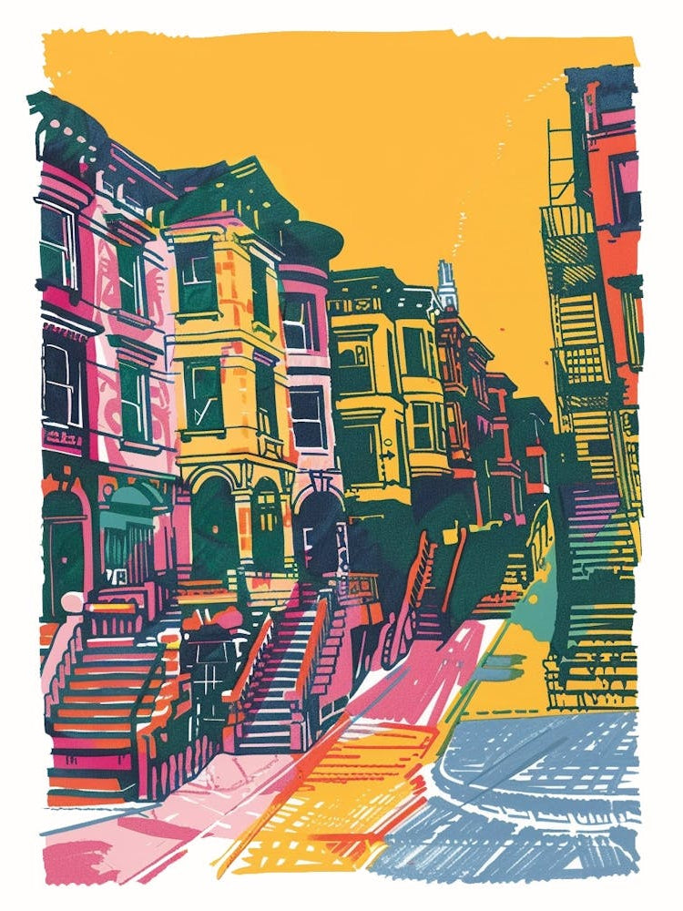 Astoria New York Colourful Silkscreen Illustration 1