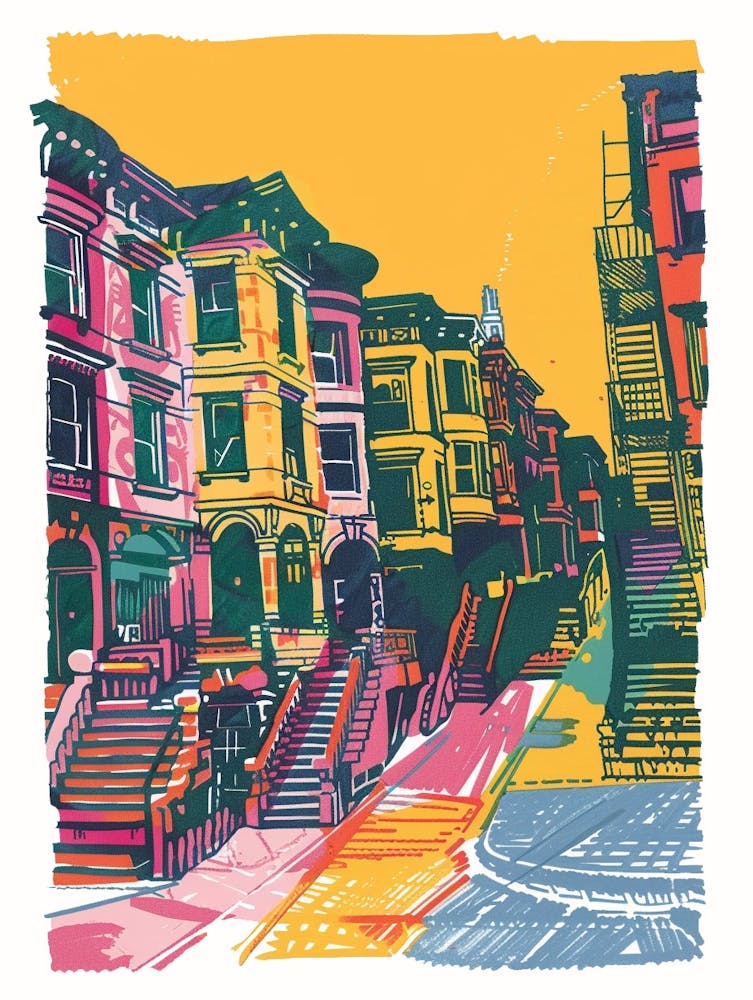 Astoria New York Colourful Silkscreen Illustration 1