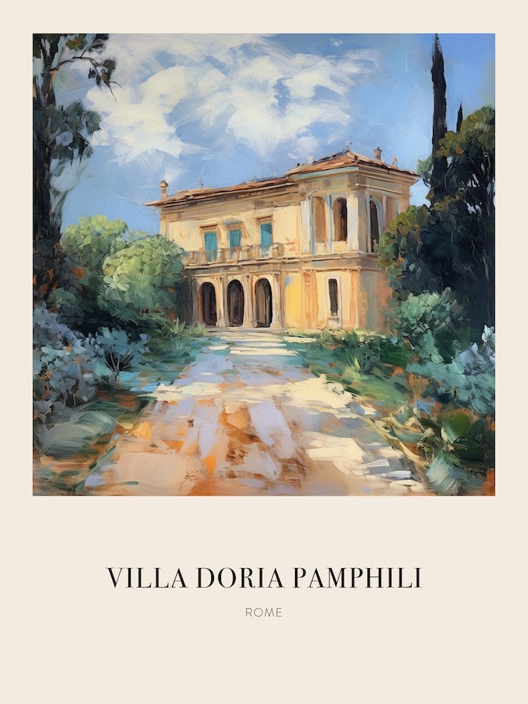 Villa Doria Pamphili Rome Italy Vintage Cezanne Inspired Poster