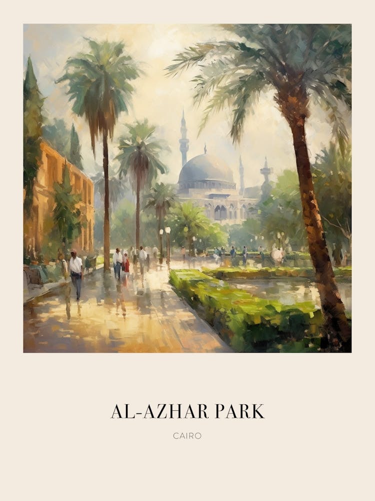 Al Azhar Park Cairo Egypt 2 Vintage Cezanne Inspired Poster