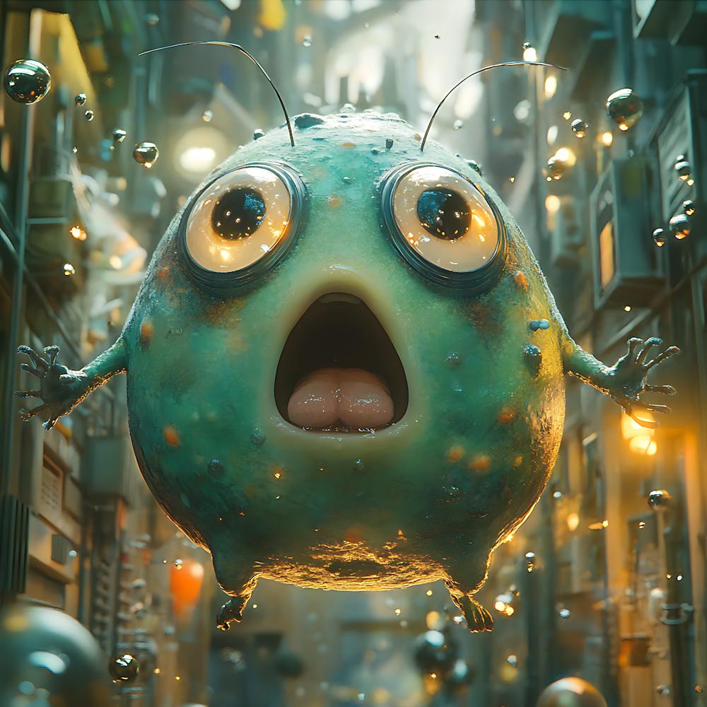 Astonished Alien in Futuristic Scene 1