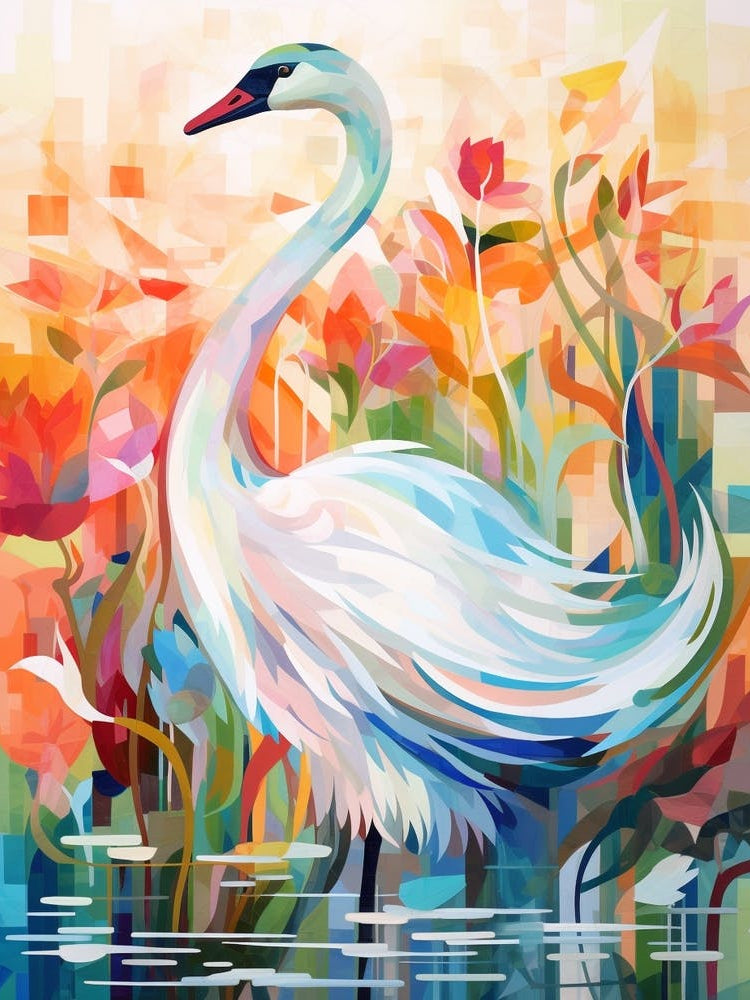 Bird Painting Collage Swan 1