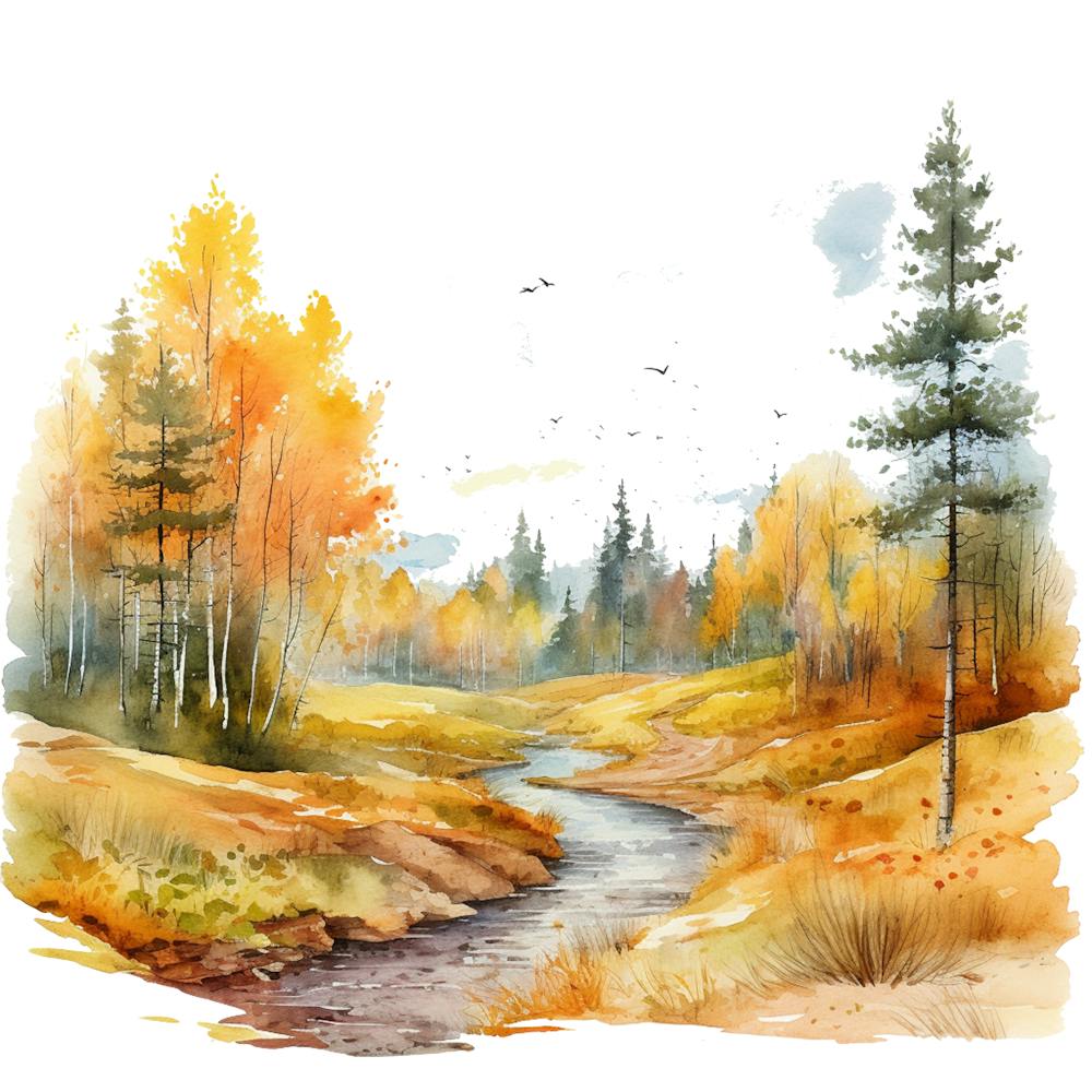 Watercolor Autumn Landscape 17