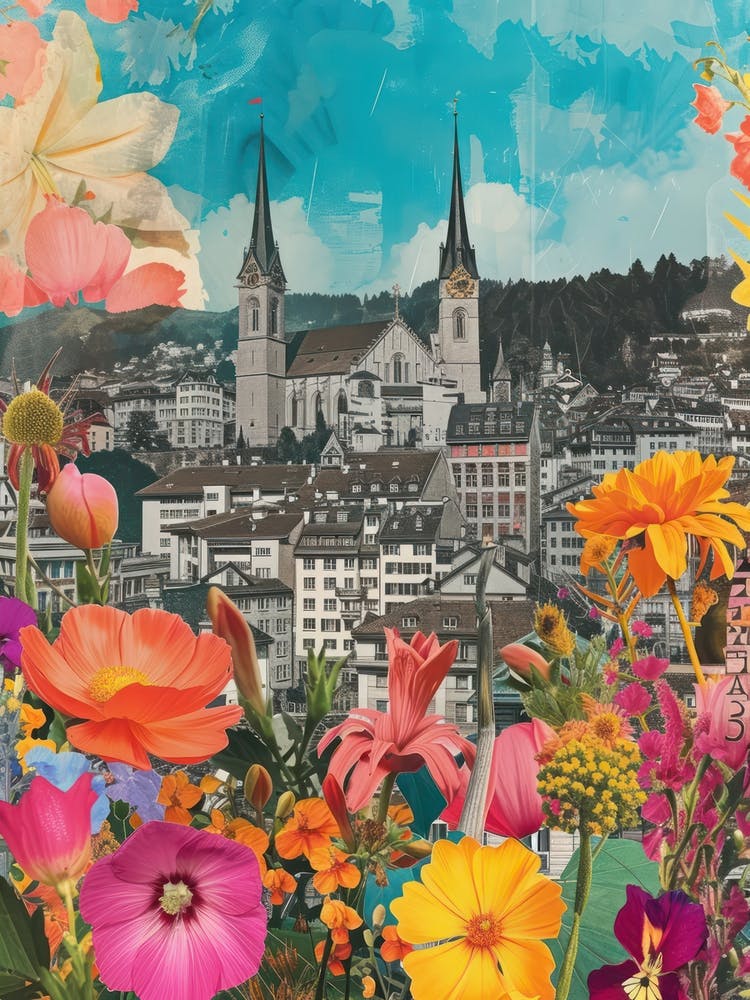 Zurich   Floral Retro Collage Style 3