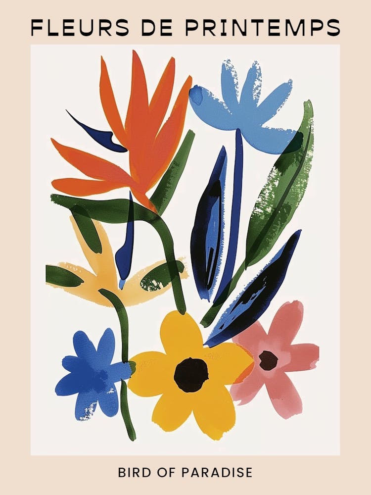 Spring Floral French Poster  Bird Of Paradise 2