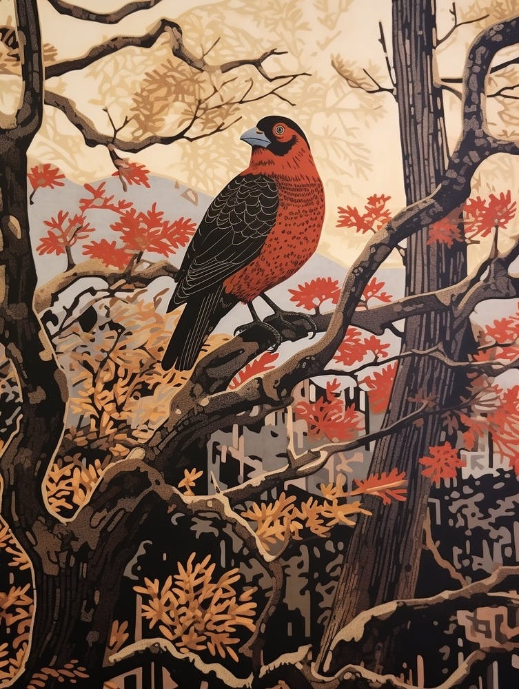 Art Nouveau Birds Poster Grouse 2